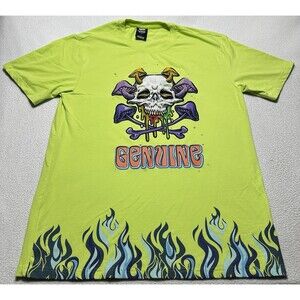 Genuine Mens Mushroom Skull Shirt Flames Bones Streetwear Trend Skeleton Shrooms